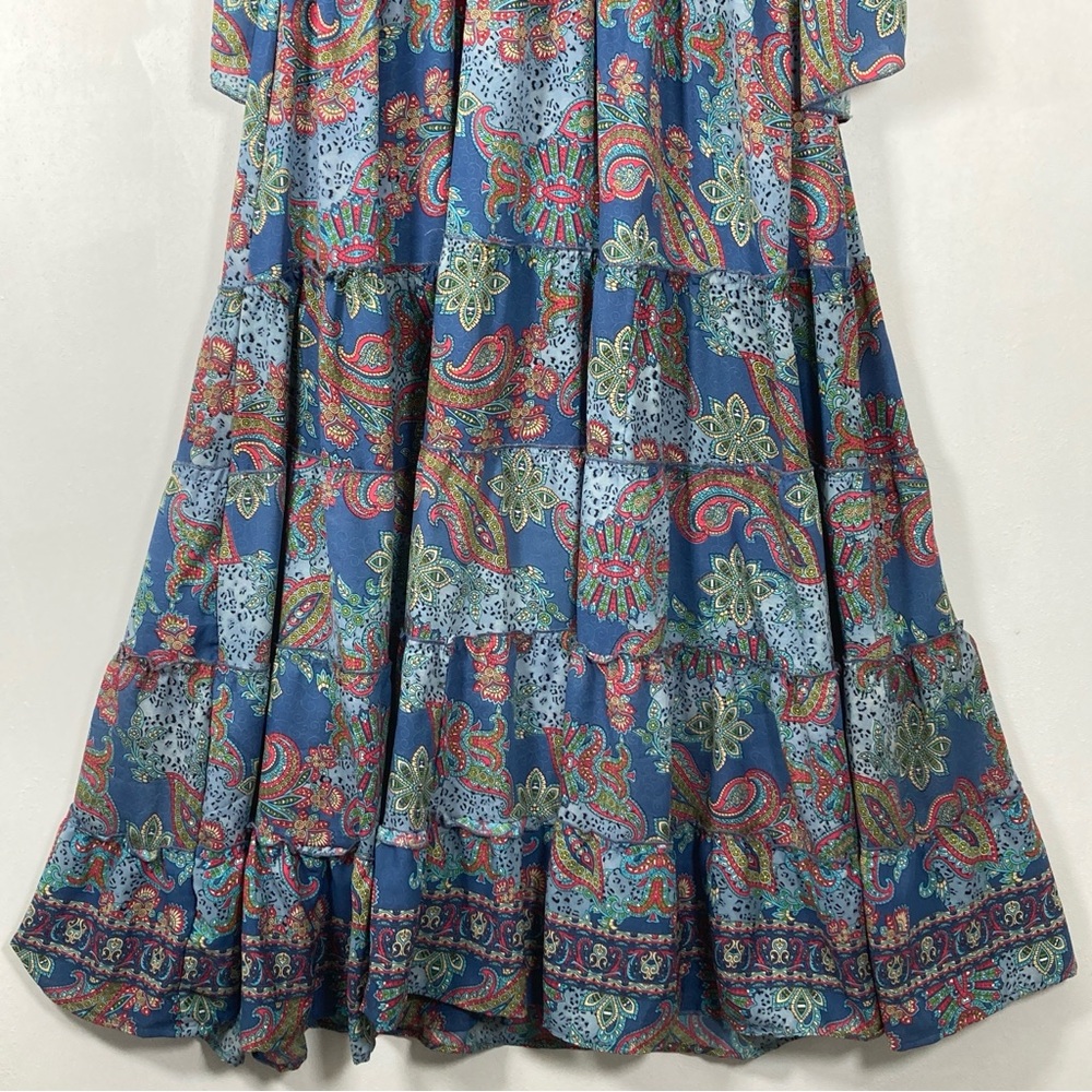 Anthropologie boemo Kimono Maxi Dress Womens Sz L Paisley Caftan - Picture 4 of 16